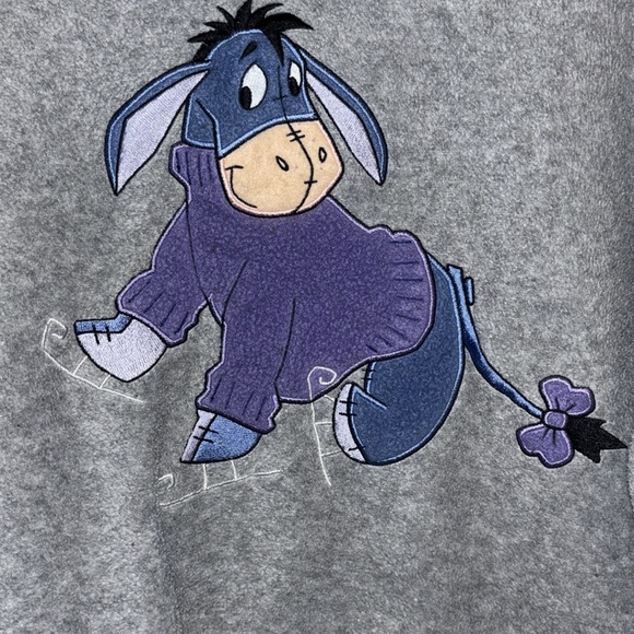 VINTAGE Rare Disney Eyore Embroidered Fleece Winnie the Pooh Sweater - Medium - Picture 3 of 7